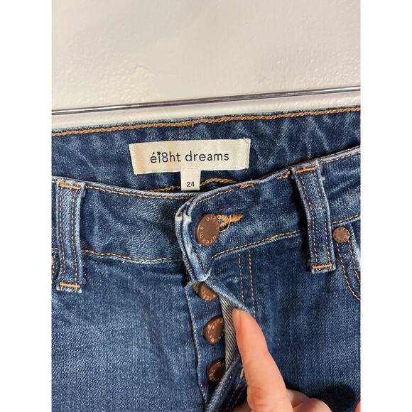 Revolve Ei8ht Dreams Denim Crop Flare Jeans 24 Boho Fray Festival - Picture 3 of 10